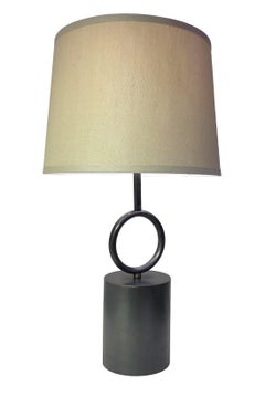New Brass Table Lamp, "Hoop" Polished Brass or Rustic Bronze, Made in Italy