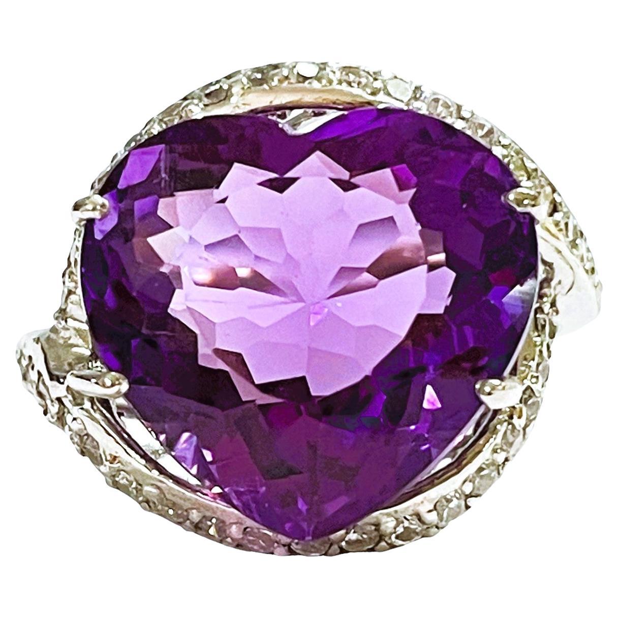 New Brazilian Color Changing Purple Blue 22.8 Ct Amethyst Sterling Ring