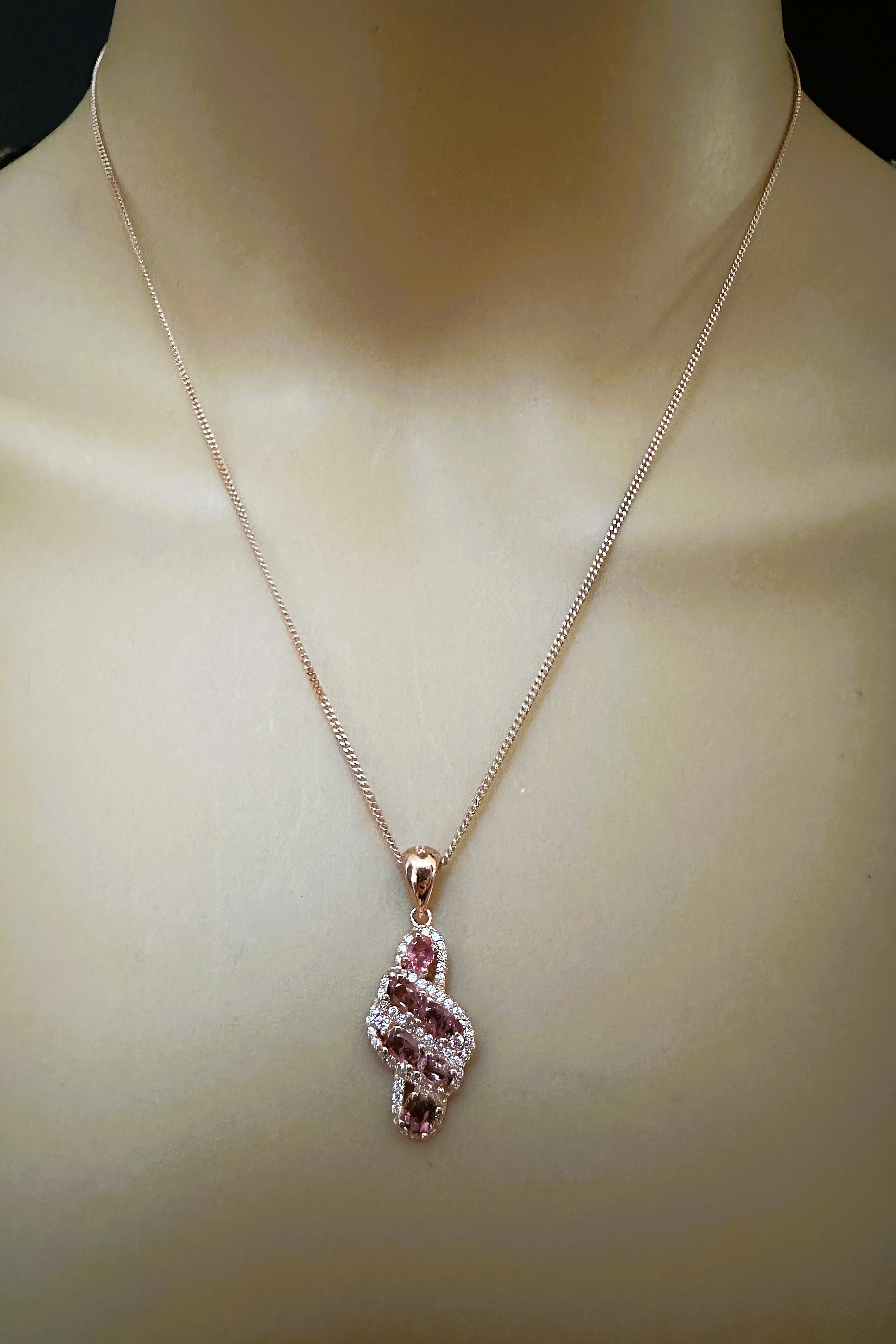 Oval Cut New Brazilian 1.10 ct Citrine & Sapphire Rose Gold Plated Sterling Necklace For Sale