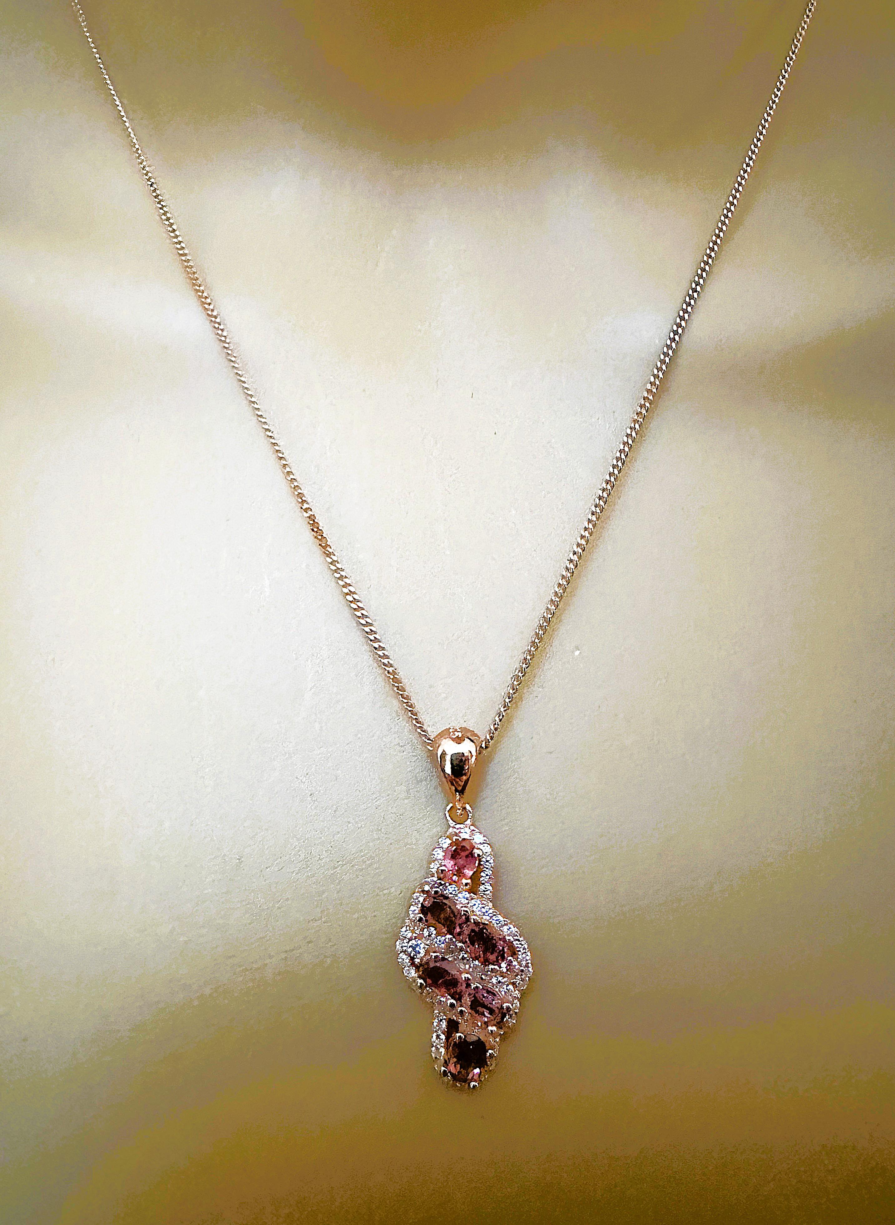 Women's New Brazilian 1.10 ct Citrine & Sapphire Rose Gold Plated Sterling Necklace For Sale