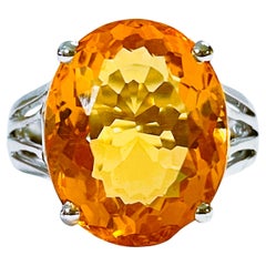 New Brazilian 11.14 Ct Yellow Orange Citrine Sterling Ring New Brazilian 11.14 Ct Yellow Orange Citrine Sterling Ring