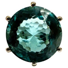 New Brazilian 11.70 Ct Fancy Cut Aquamarine Solitaire Sterling Ring Size 6.5