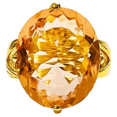 New Brazilian 12 Ct Yellow Orange Citrine Yellow Gold Plated Sterling Ring
