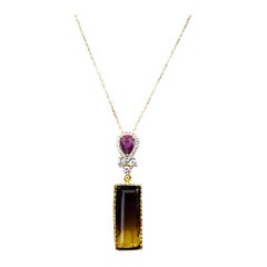 New Brazilian 13 Ct Purple Yellow Ametrine Rose Gold Plated Sterling Pendant 18"