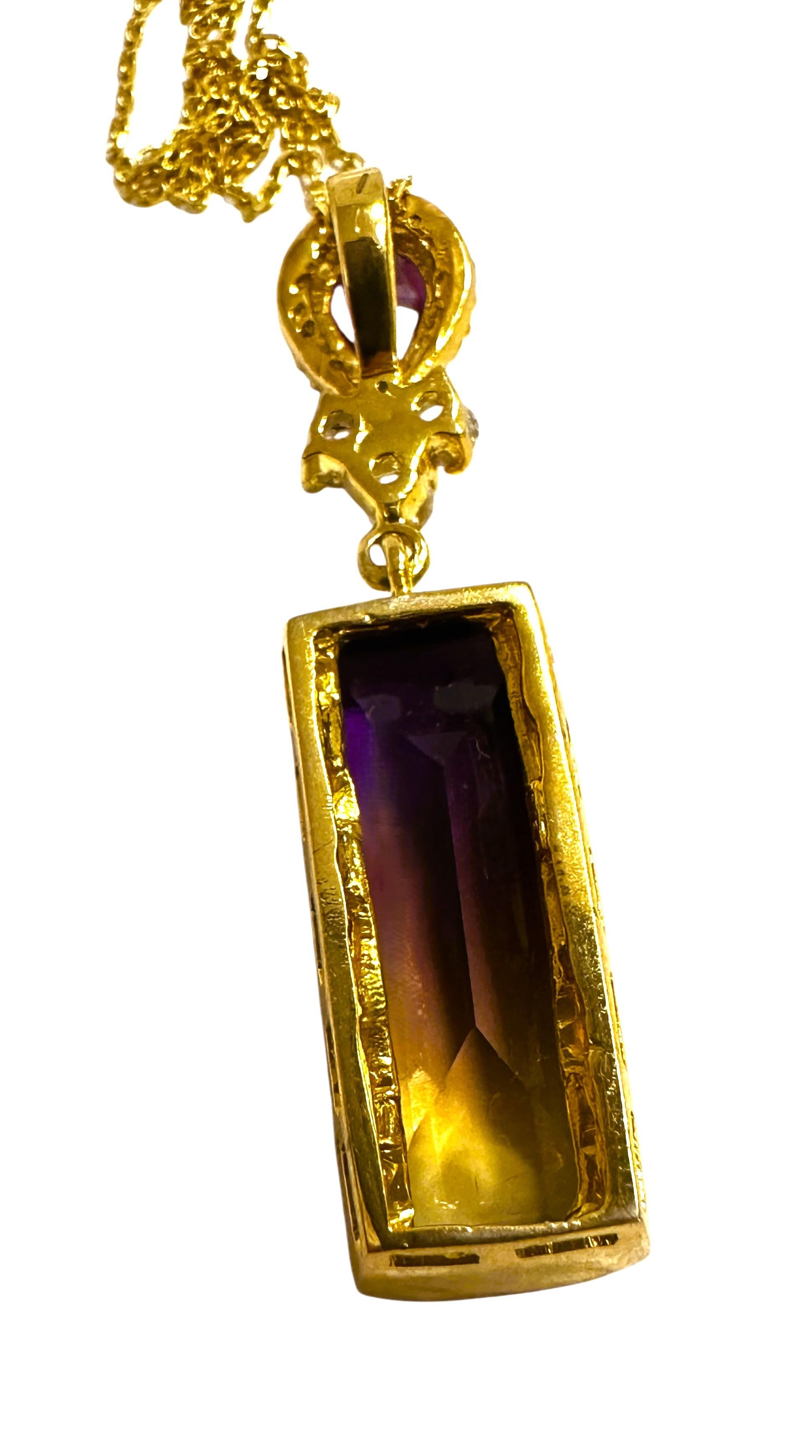 New Brazilian 13 Ct Purple Yellow Ametrine Rose Gold Plated Sterling Pendentif 18
