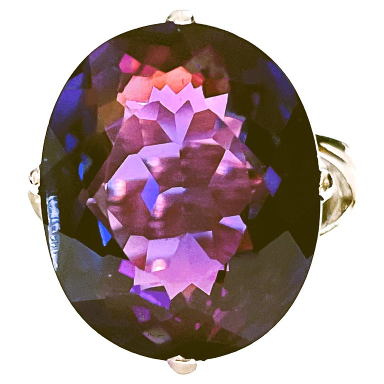 Bague Alexandrite Brésilienne Et Diamants – Platine Pt900 – 1,14 Ct – Authentique