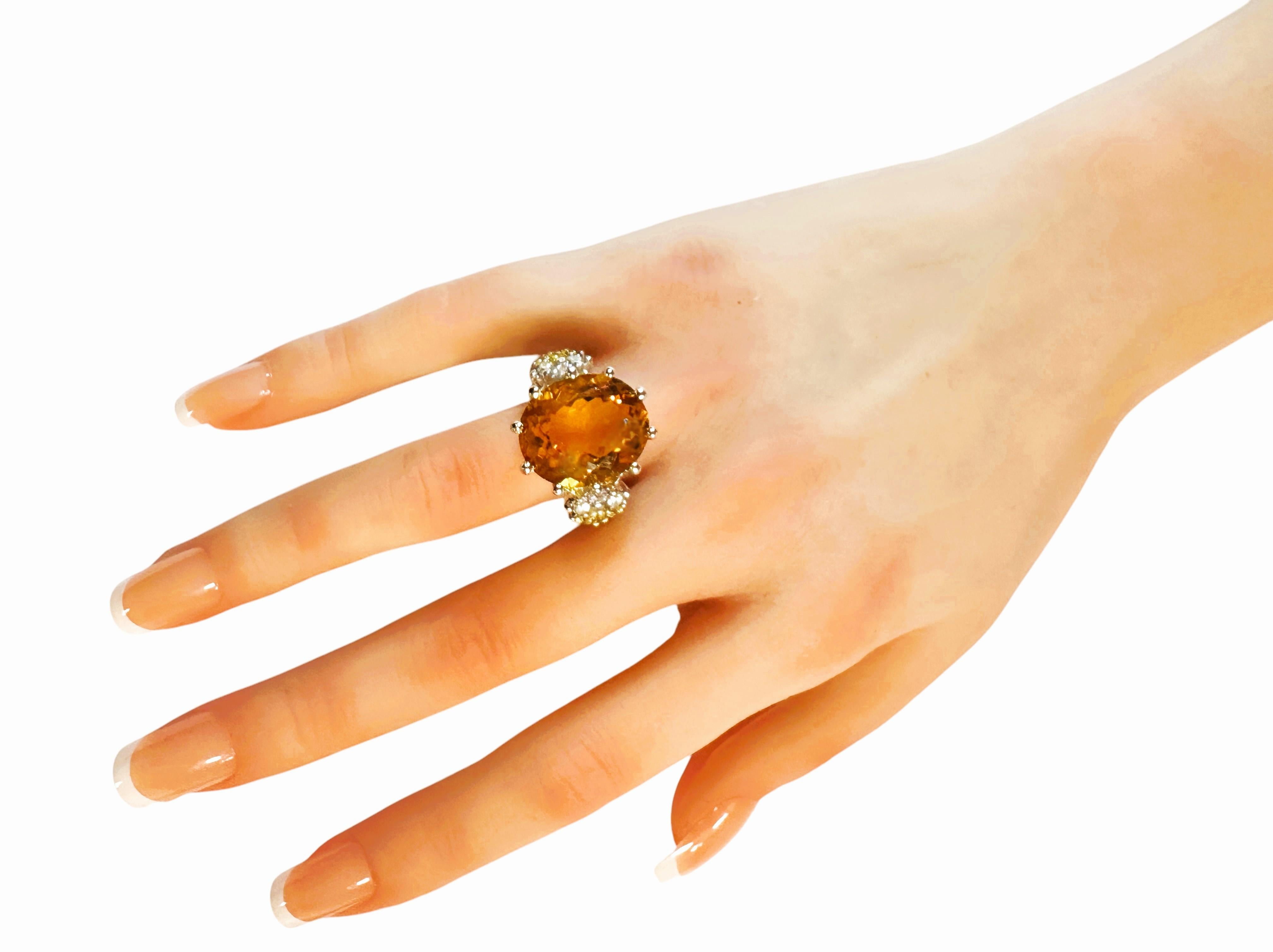 Neuer brasilianischer 15,10 Karat Sonnenblume Citrin & Saphir Sterling Ring Größe 6,25 Damen