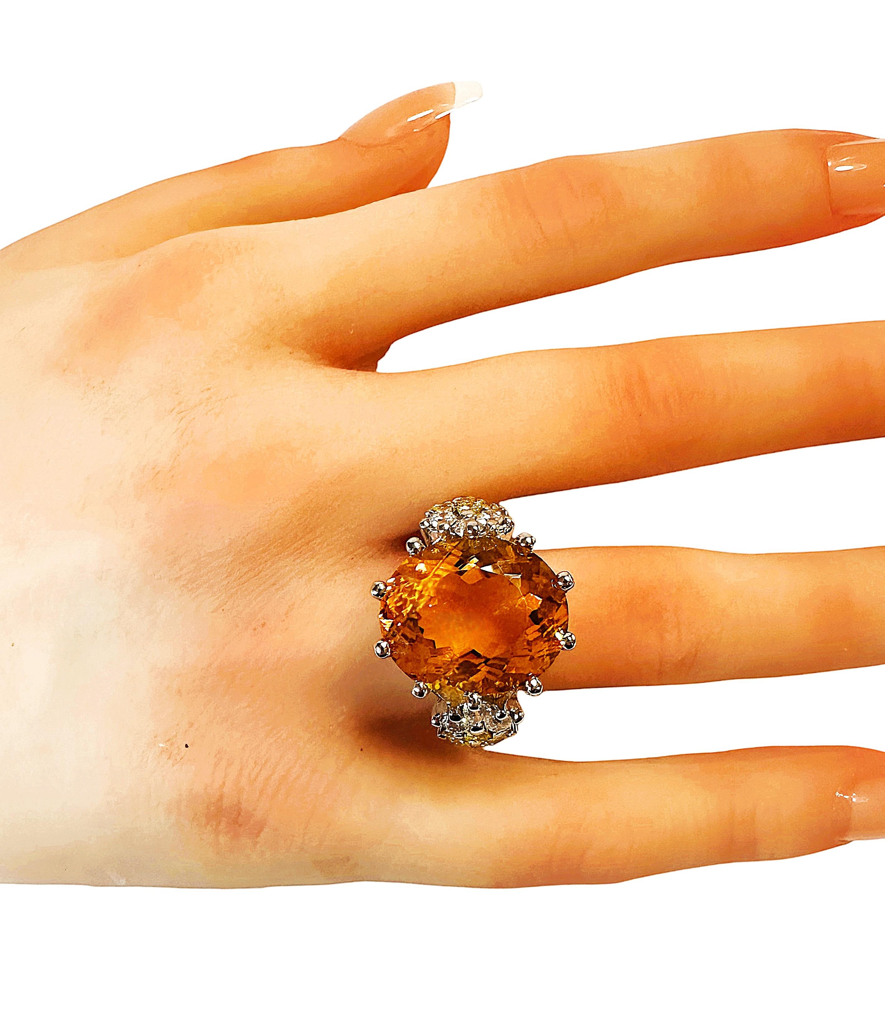 Neuer brasilianischer 15,10 Karat Sonnenblume Citrin & Saphir Sterling Ring Größe 6,25 1