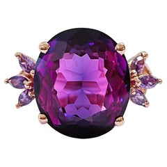 New Brazilian 15.6 Carat Blue Purple Ametrine Rose Gold Plated Sterling Ring