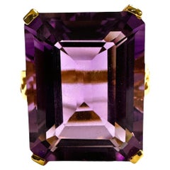 New Brazilian 16.40 Ct Purple Amethyst Yellow Gold Plated Sterling Ring