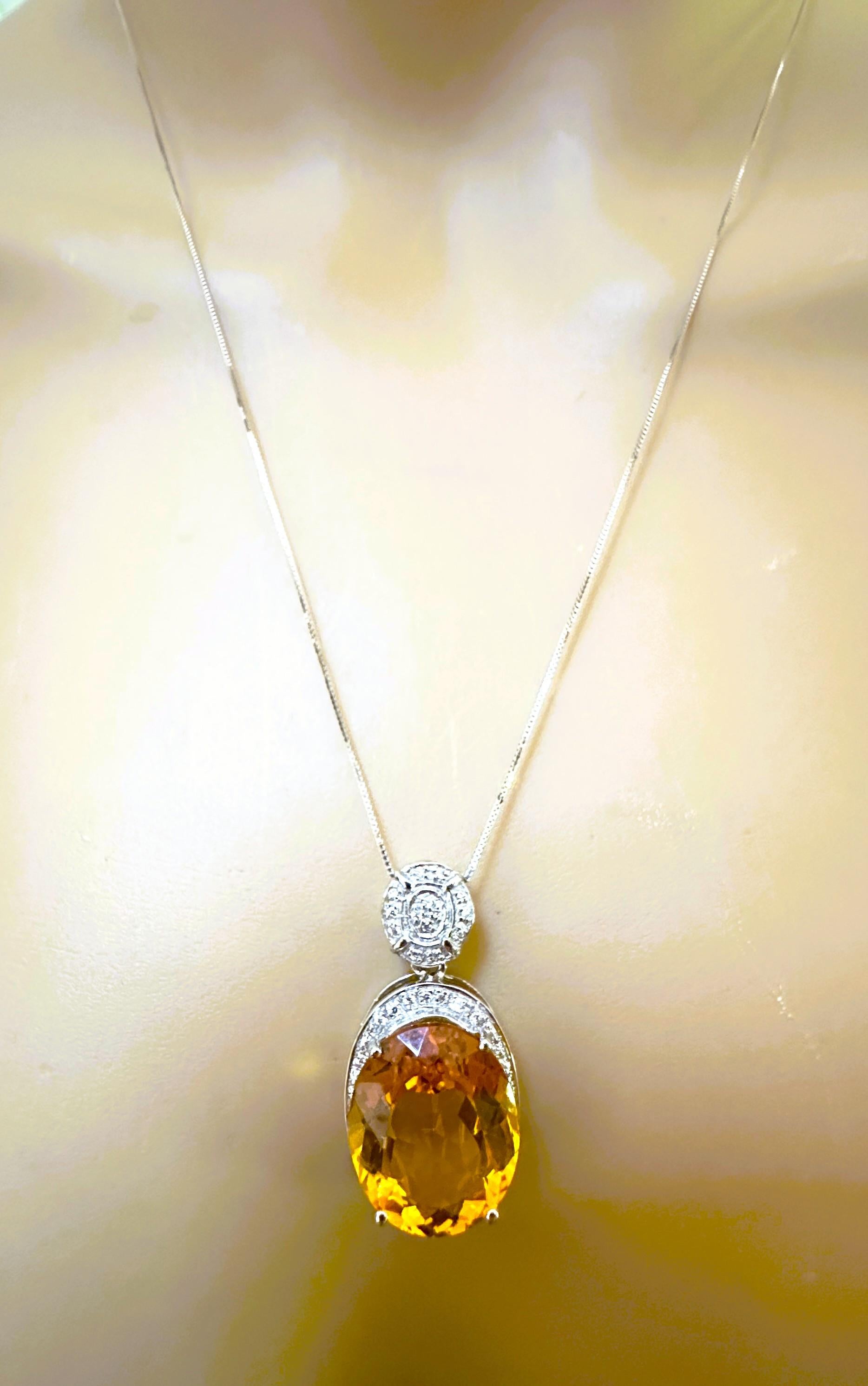 Neue brasilianische 17,20 Karat Citrin & Diamantschliff Saphir Sterling Halskette im Zustand „Neu“ in Eagan, MN