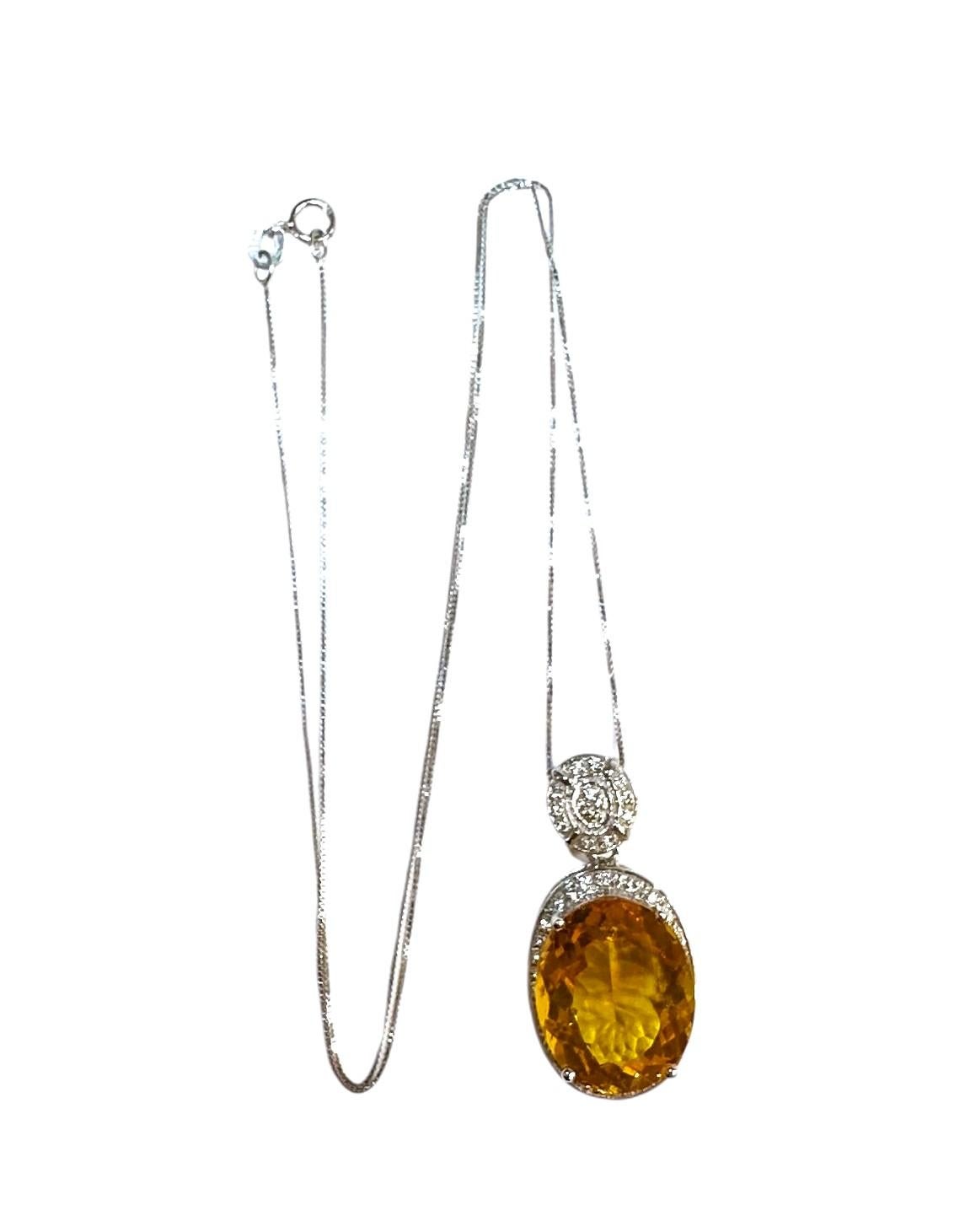 Neue brasilianische 17,20 Karat Citrin & Diamantschliff Saphir Sterling Halskette 1