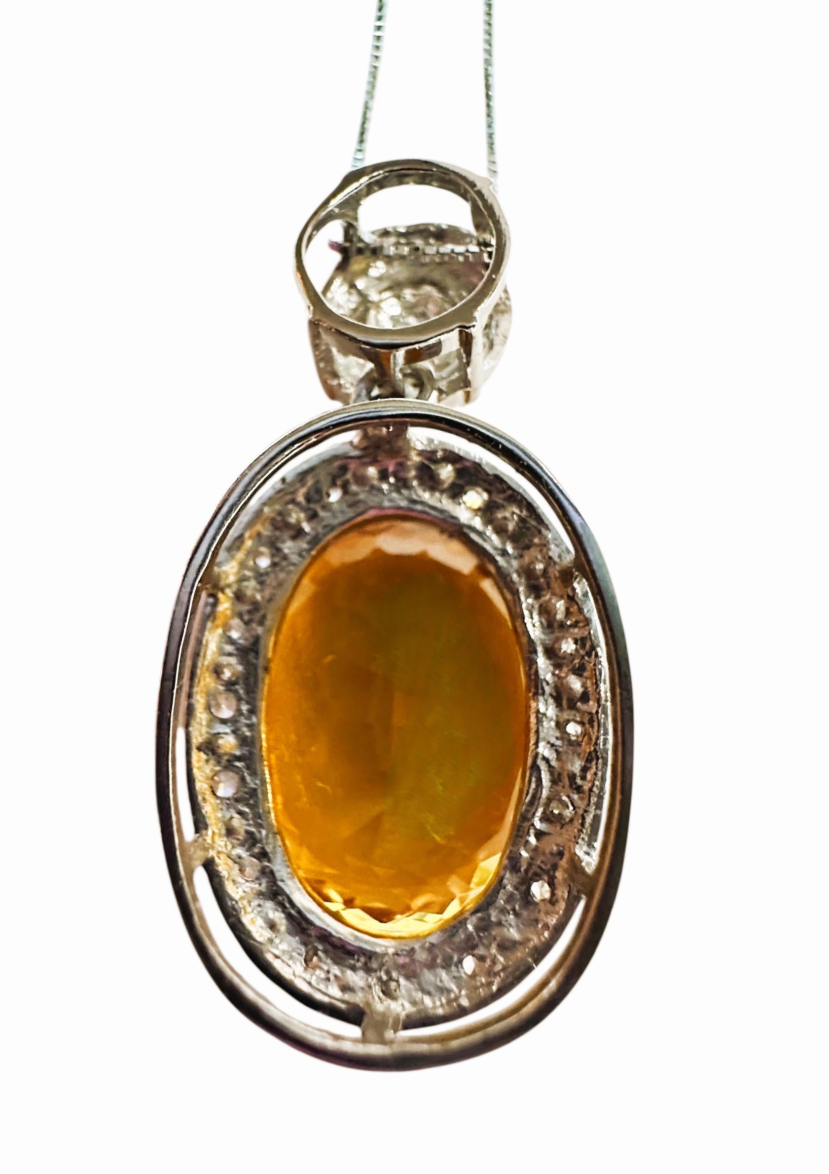 Neue brasilianische 17,20 Karat Citrin & Diamantschliff Saphir Sterling Halskette 3