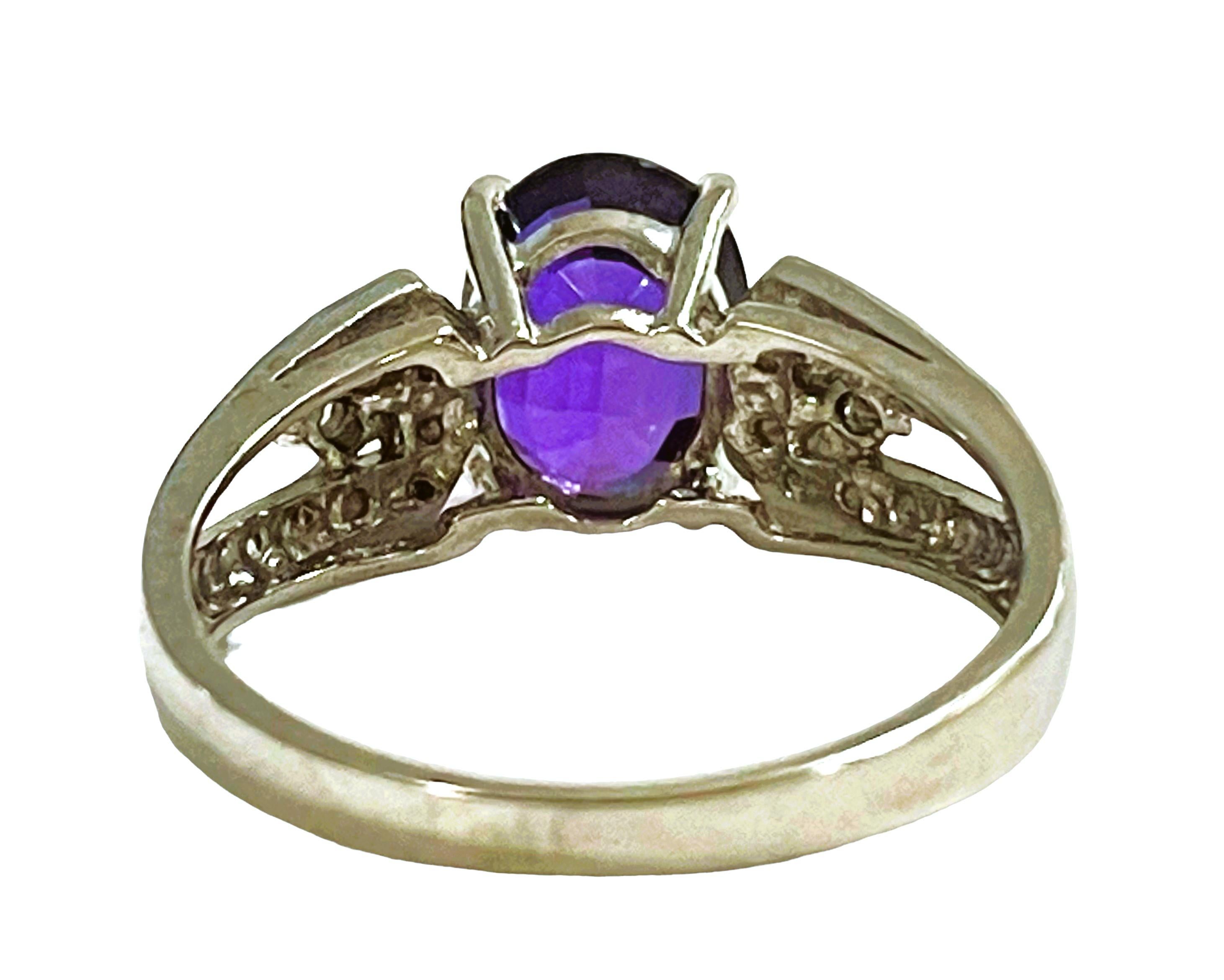 Heart Cut New Brazilian 1.80 Ct Blue Purple Amethyst & Sapphire Sterling Ring For Sale