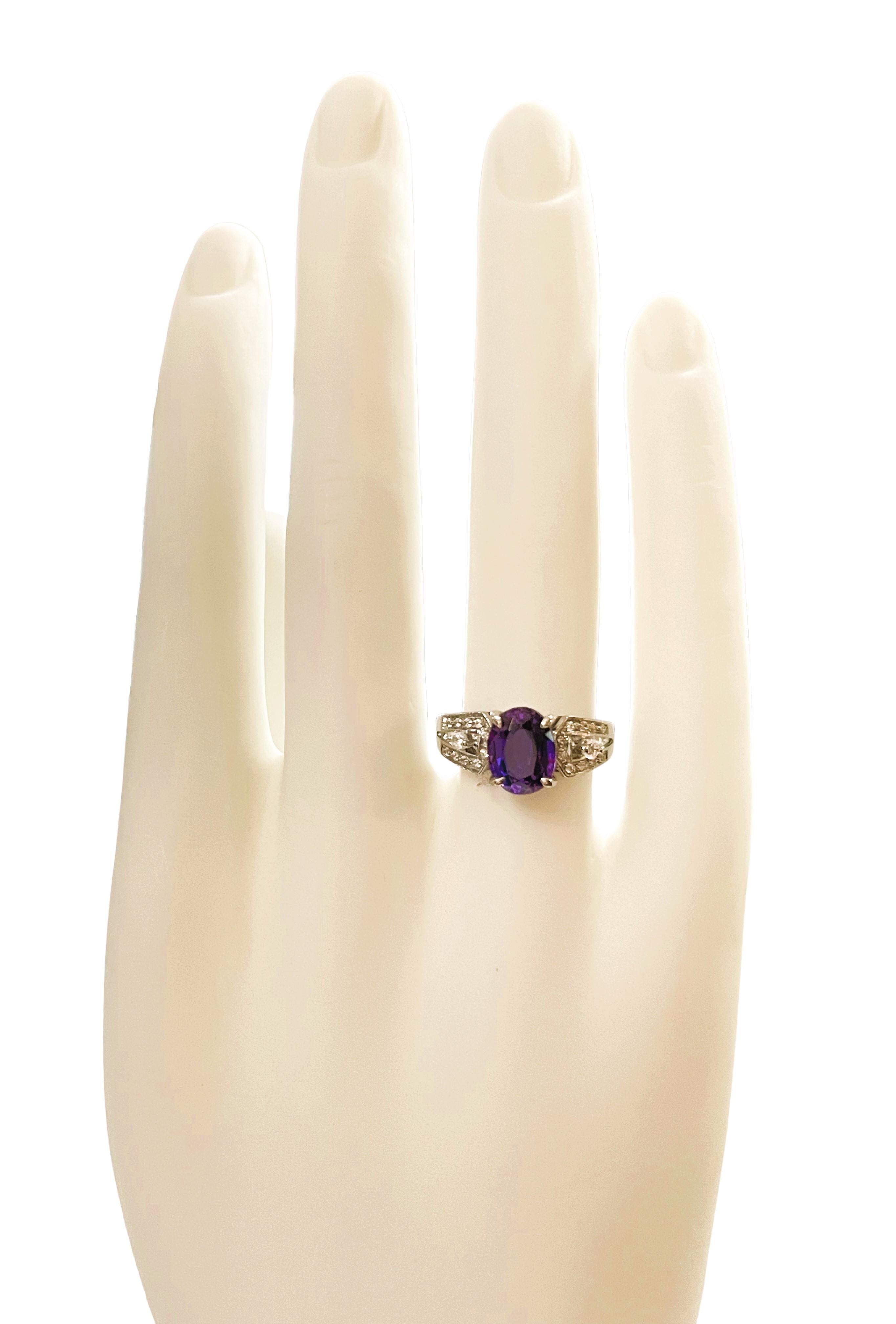 New Brazilian 1.80 Ct Blue Purple Amethyst & Sapphire Sterling Ring For Sale 1