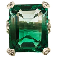 New Brazilian 21.4 Ct Blue Green Ametrine & Tsavorite Sterling Silver Ring