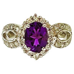 New Brazilian 2.20 Ct Purple Amethyst & Sapphire Sterling Ring