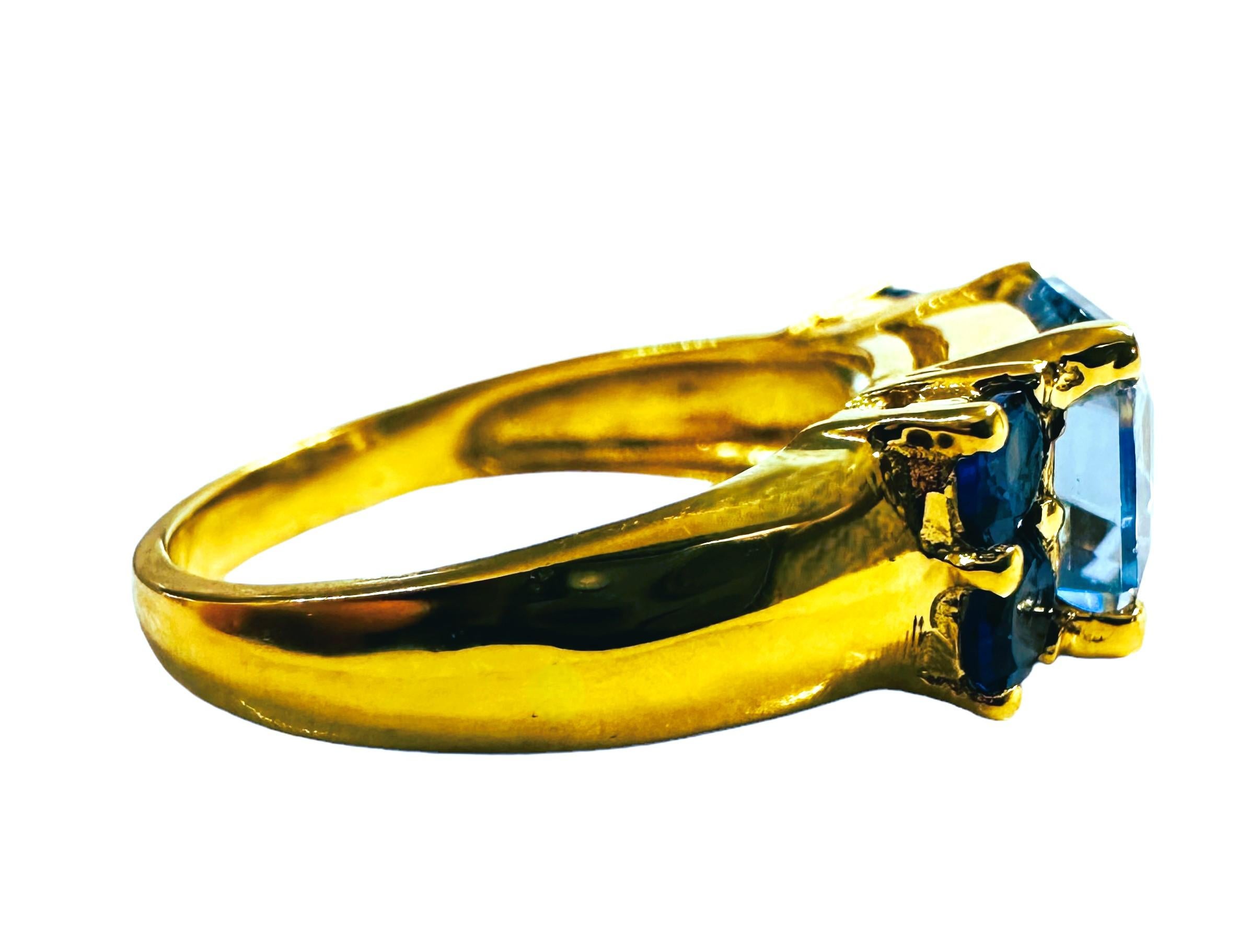 Nueva Aguamarina de 2,5 quilates y zafiro azul talla diamante RGold Anillo de Plata de Ley en Nuevo Estado en Eagan, MN