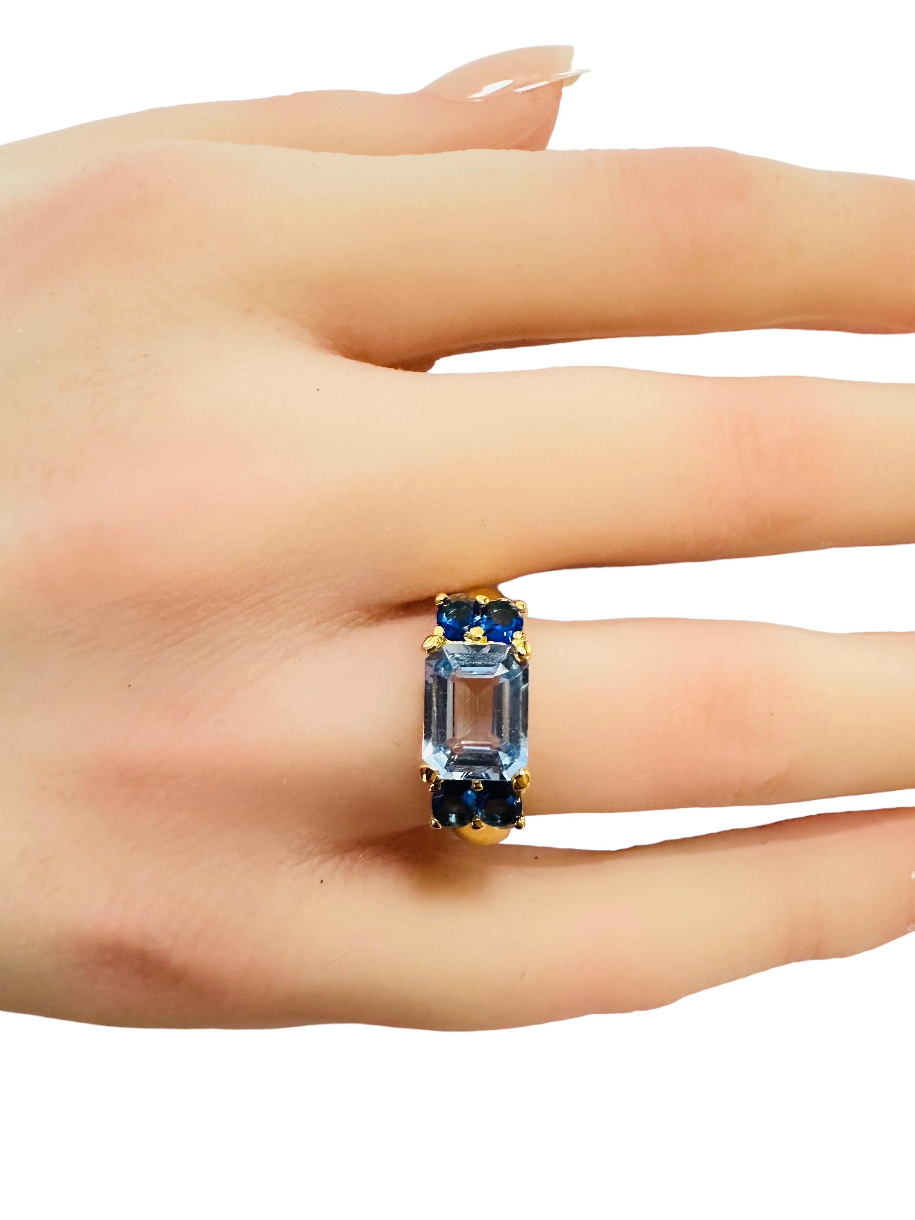 Nueva Aguamarina de 2,5 quilates y zafiro azul talla diamante RGold Anillo de Plata de Ley 1