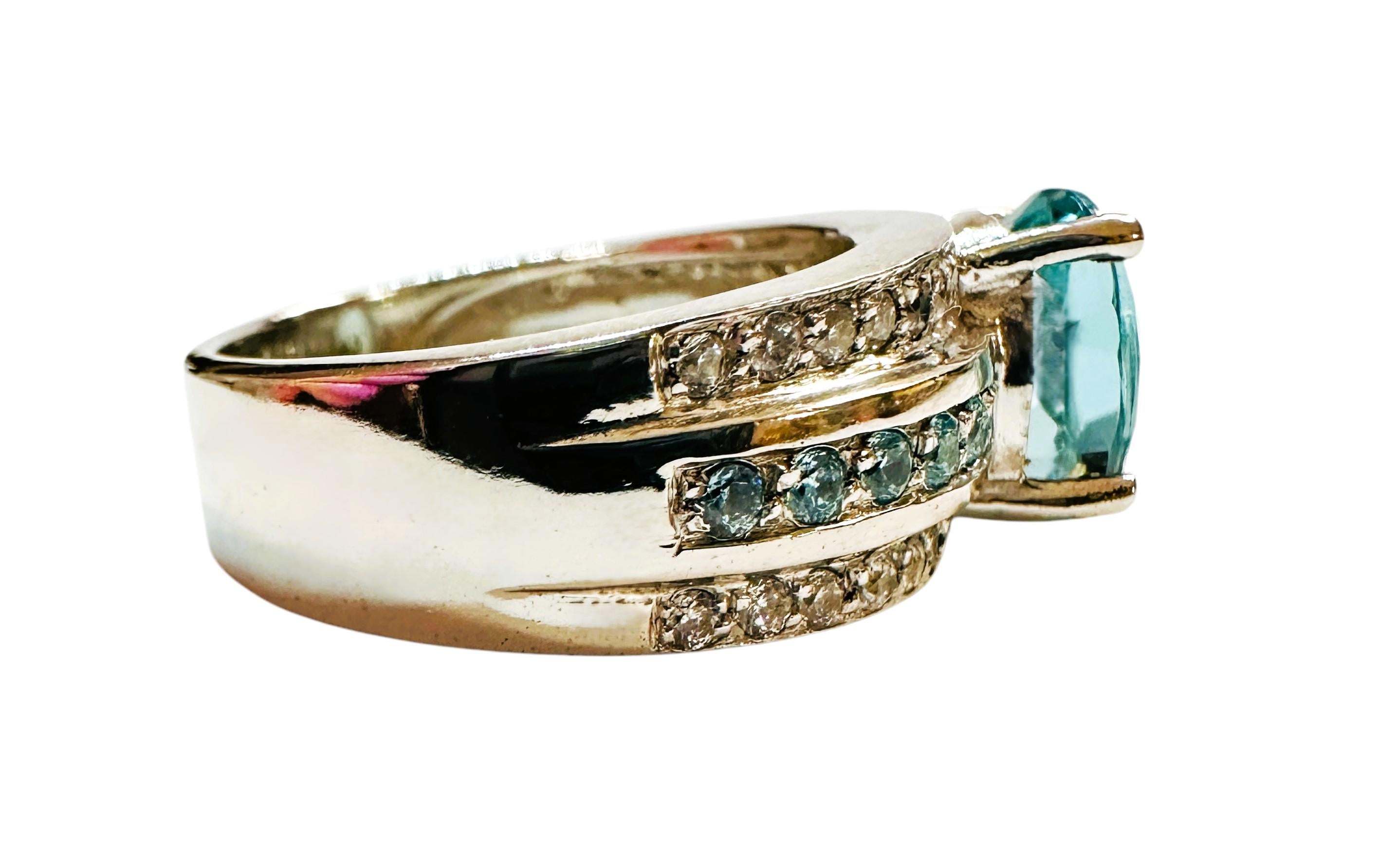 Nuevo Anillo Brasileño de Aguamarina y Zafiro Azul Hielo de 2,60 ct Tamaño 7,75 en Nuevo Estado en Eagan, MN