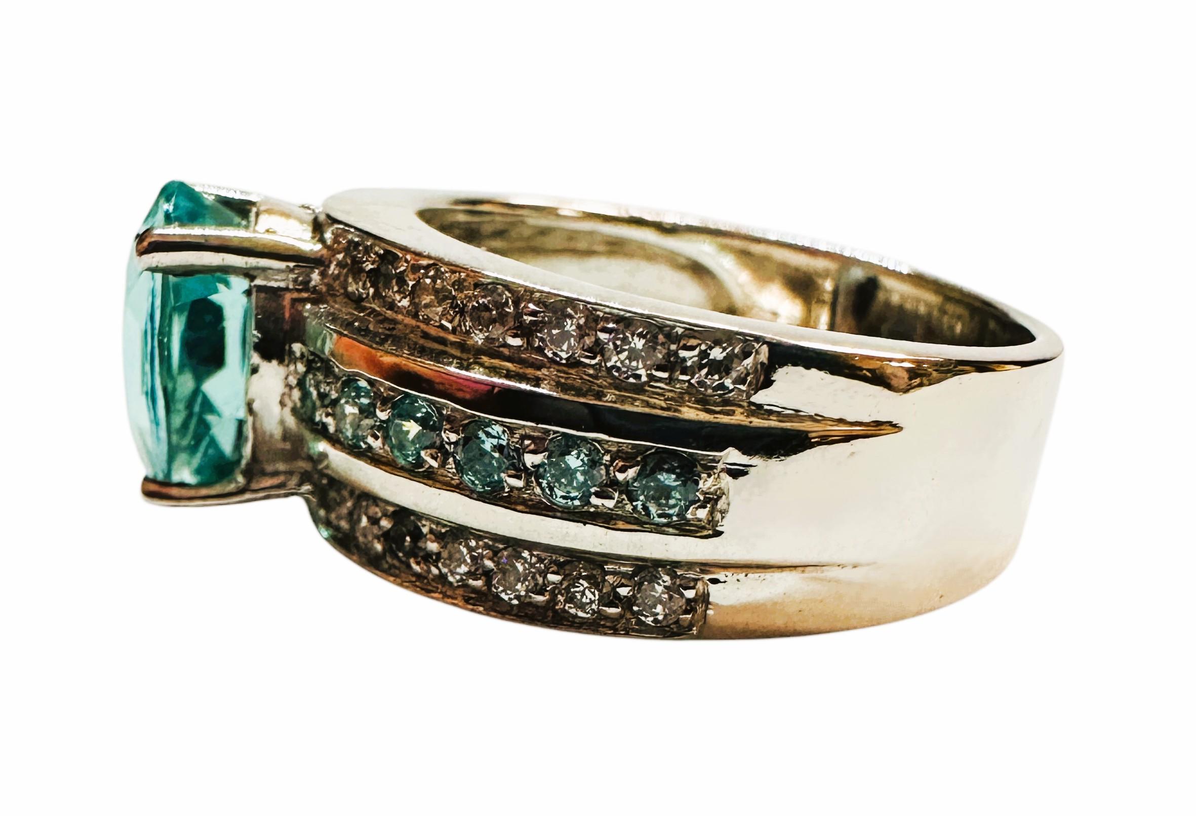 De las mujeres Nuevo Anillo Brasileño de Aguamarina y Zafiro Azul Hielo de 2,60 ct Tamaño 7,75