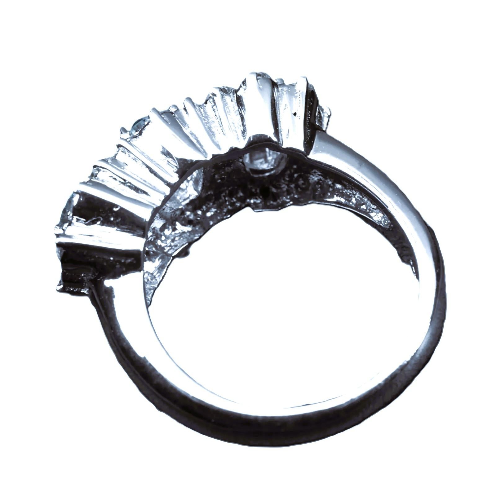 Oval Cut New Brazilian 3-Stone 2.60 Ct Light Blue & White Sapphire Sterling Ring For Sale