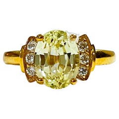 New Brazilian 3.1 Ct Lemon Quartz 
White Sapphire YGold Plated Sterling Ring