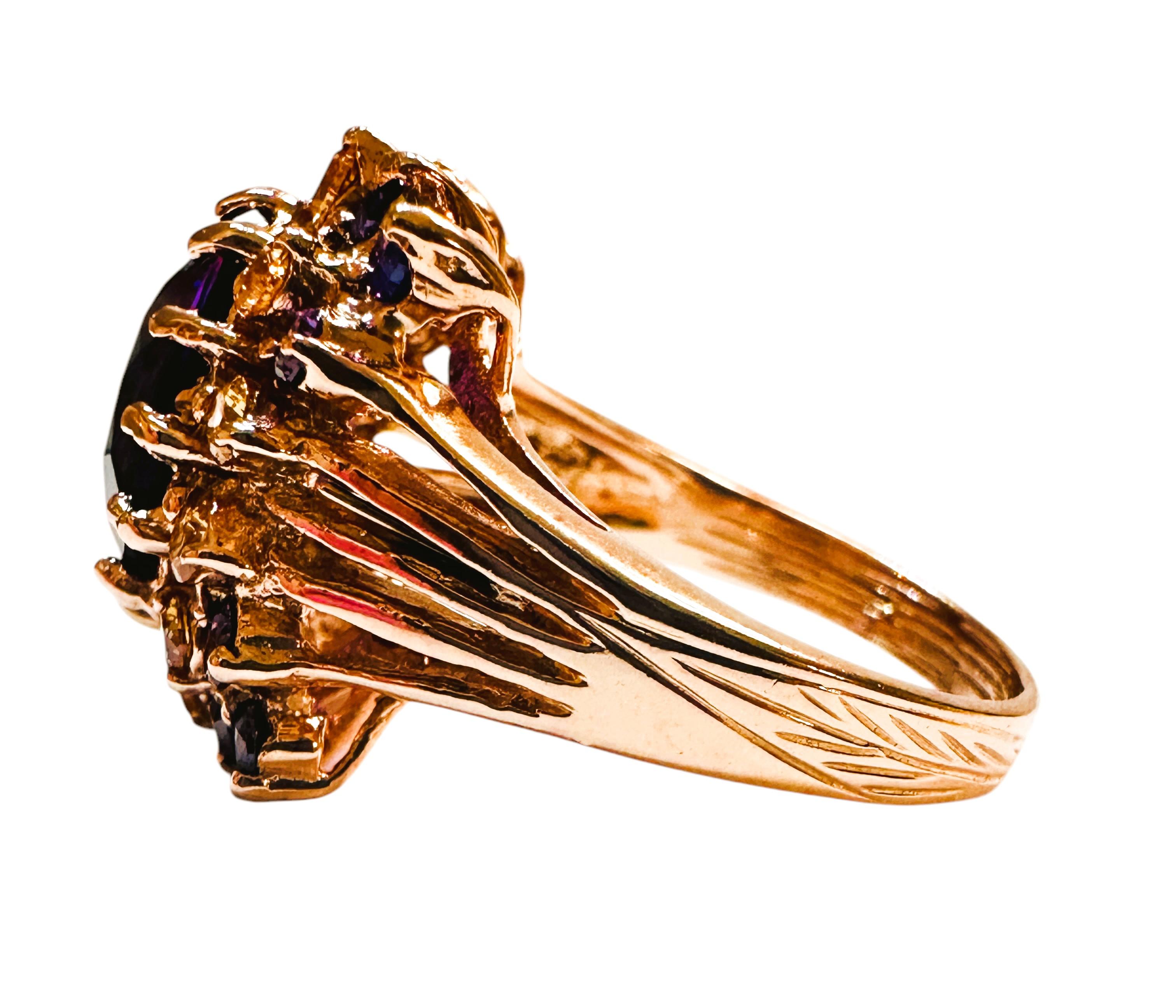 Nueva amatista púrpura brasileña de 3,7 quilates y zafiro talla diamante  Anillo RGold Sterling Art Decó