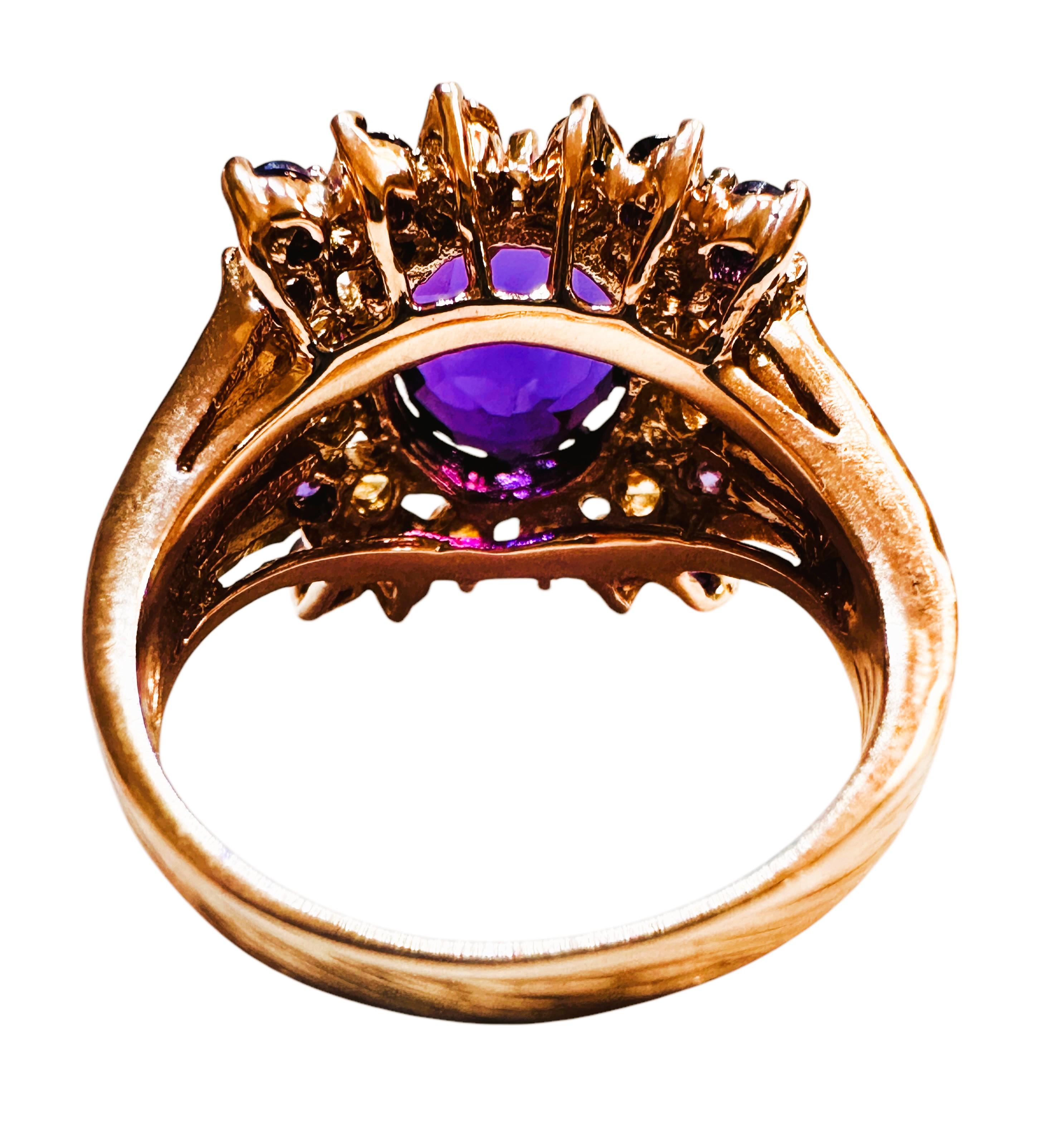Nueva amatista púrpura brasileña de 3,7 quilates y zafiro talla diamante  Anillo RGold Sterling Corte oval