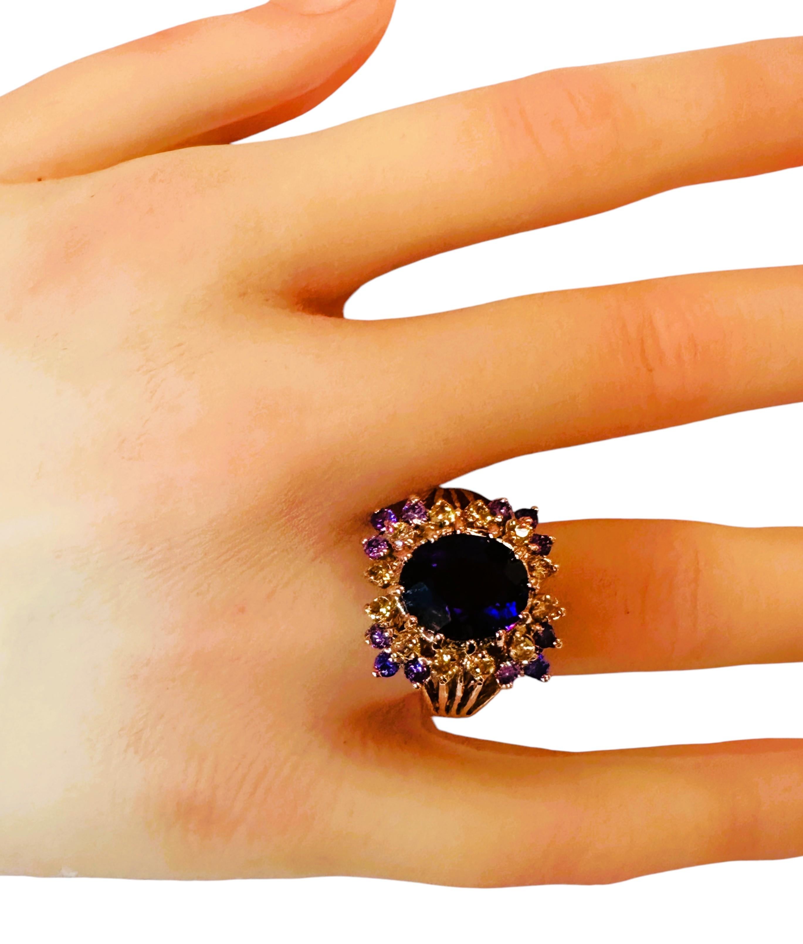 Nueva amatista púrpura brasileña de 3,7 quilates y zafiro talla diamante  Anillo RGold Sterling 1