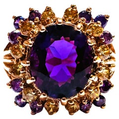 New Brazilian 3.7 Ct Purple Amethyst & Diamond Cut Sapphire RGold Sterling Ring