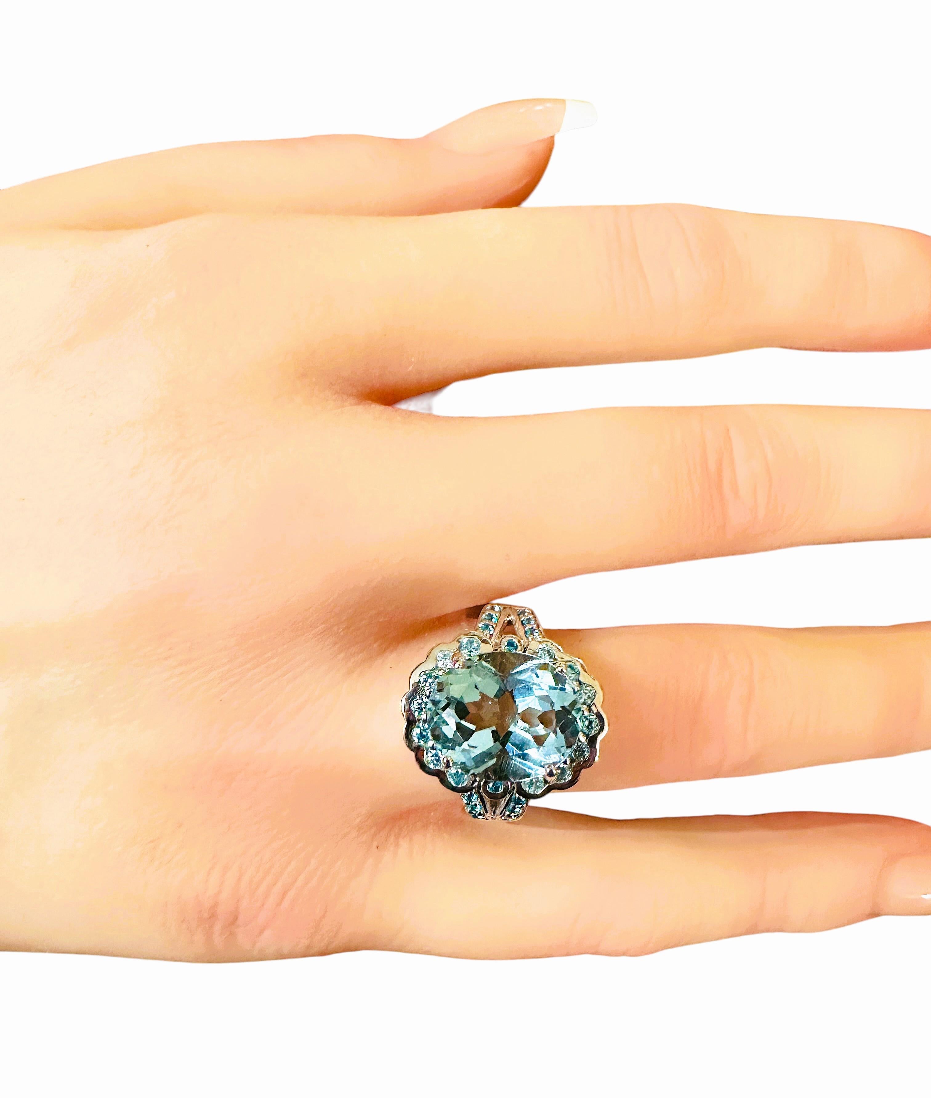 New Brazilian 4.24 ct OceanBlue Aquamarine and Diamond Cut Sapphire ...
