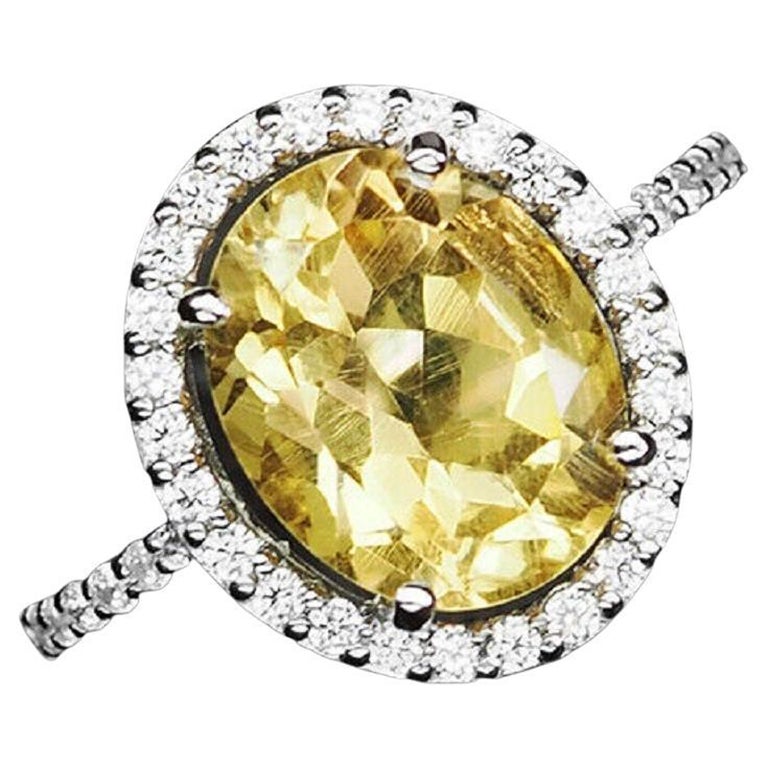 New Brazilian 4.50 Ct IF Citrine & White Sapphire Sterling Ring