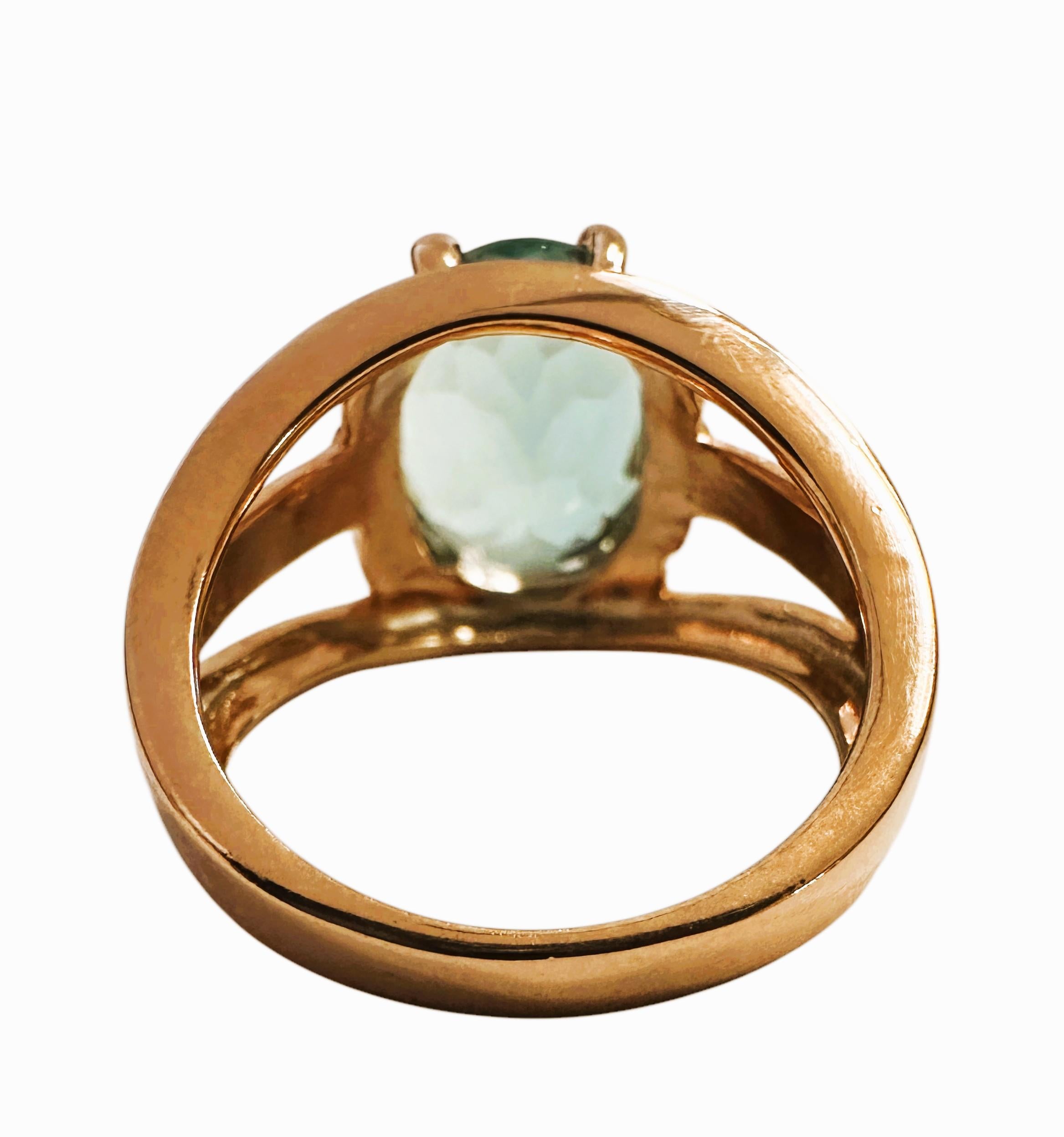 Nueva Brasil 4,7 Quilates Solitario Aguamarina Azul Anillo de Oro Rosa Pl Sterling Art Decó