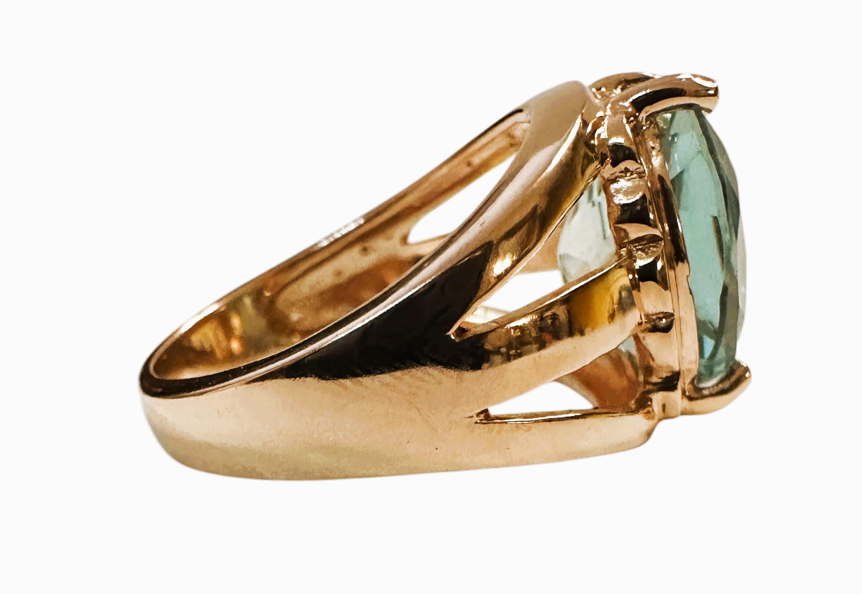 Nueva Brasil 4,7 Quilates Solitario Aguamarina Azul Anillo de Oro Rosa Pl Sterling Corte oval