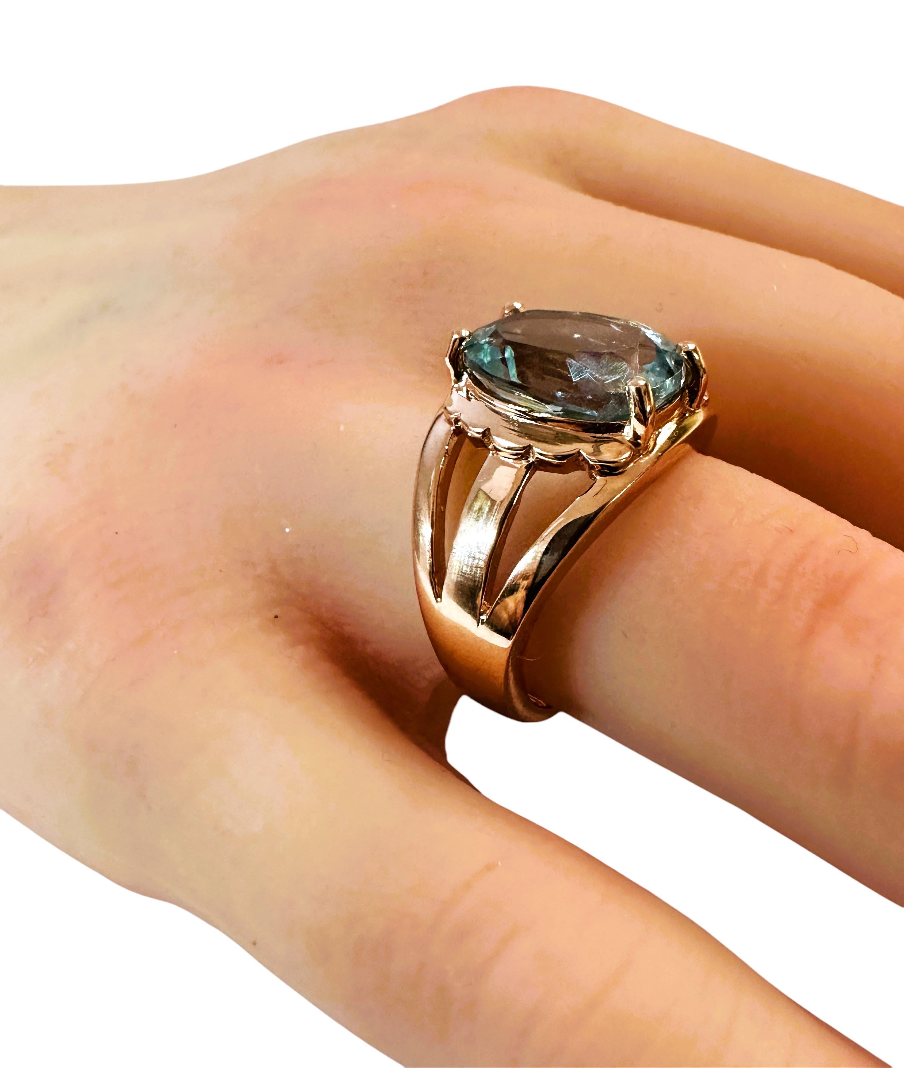 Nueva Brasil 4,7 Quilates Solitario Aguamarina Azul Anillo de Oro Rosa Pl Sterling en Nuevo Estado en Eagan, MN