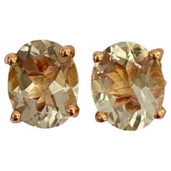 New Brazilian 5.20 Carat Prasiolite Rose Gold Plated Sterling Earrings