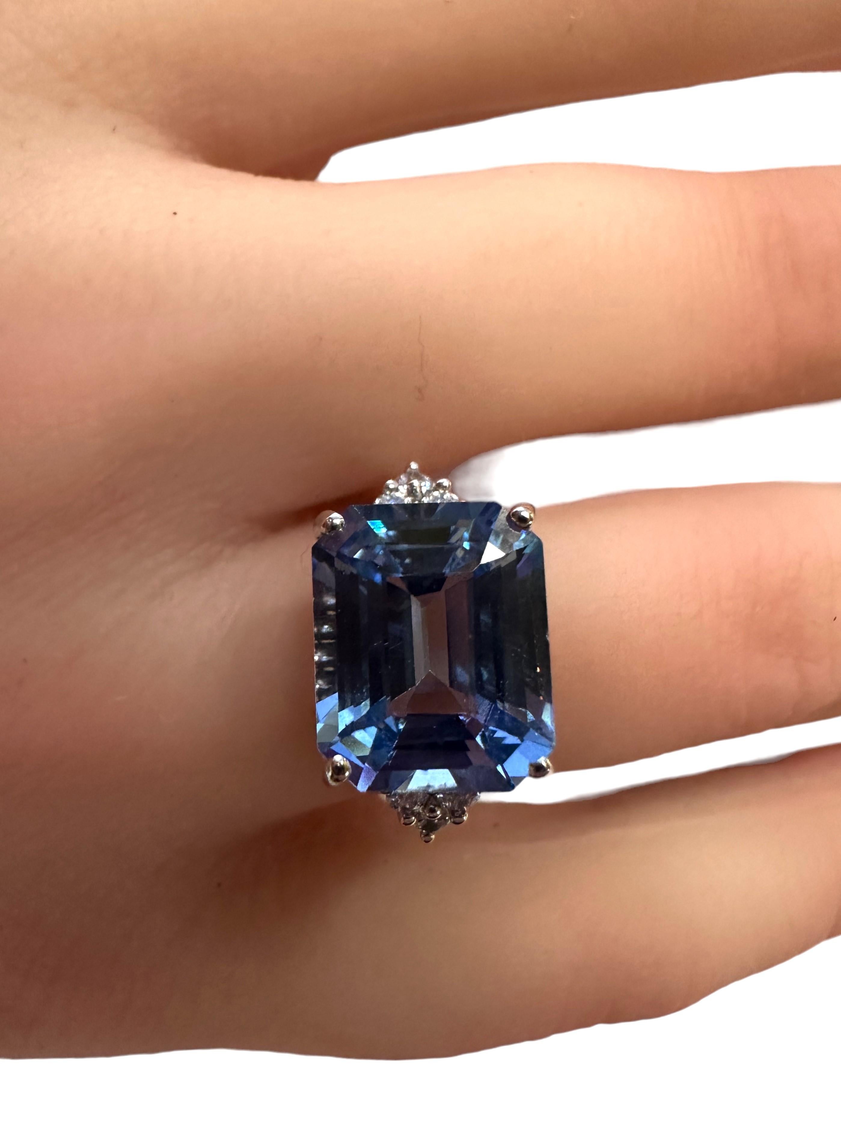 Neuer brasilianischer 6.3 Babyblauer Aquamarin im Smaragdschliff Sterling-Ring 1