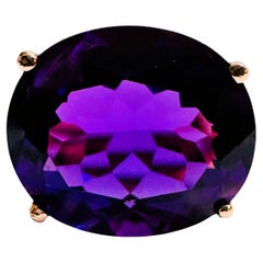 New Brazilian 7.20 Ct Purple Amethyst Rose Gold Plated Sterling Ring
