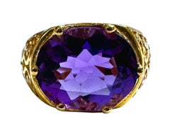 New Brazilian 8.21 ct Violet Amethyst Yellow Gold Plated Sterling Ring