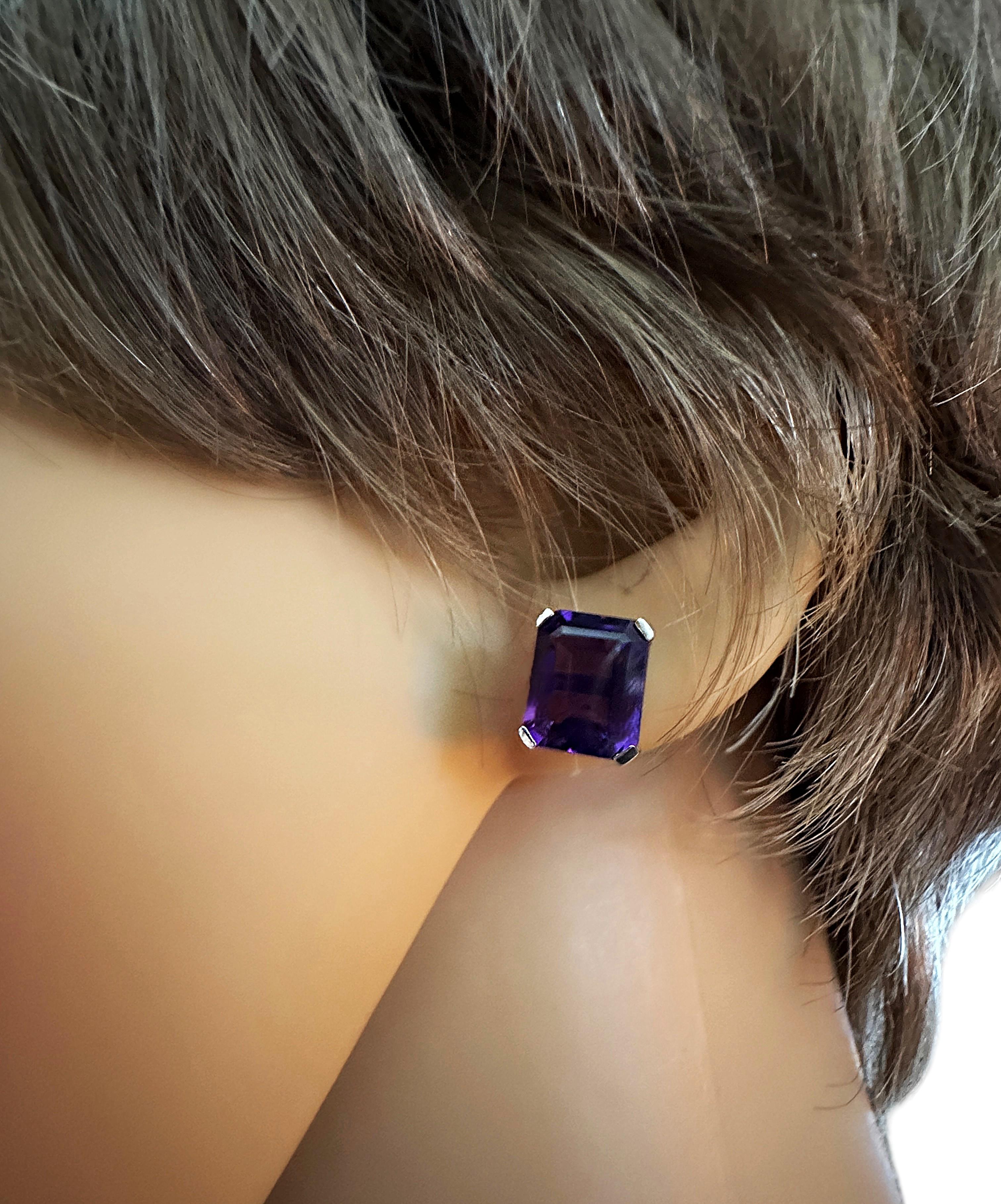 Neue brasilianische 8,25 Karat lila Amethyst-Sterlingsilber-Post-Ohrringe aus Sterlingsilber im Zustand „Neu“ in Eagan, MN