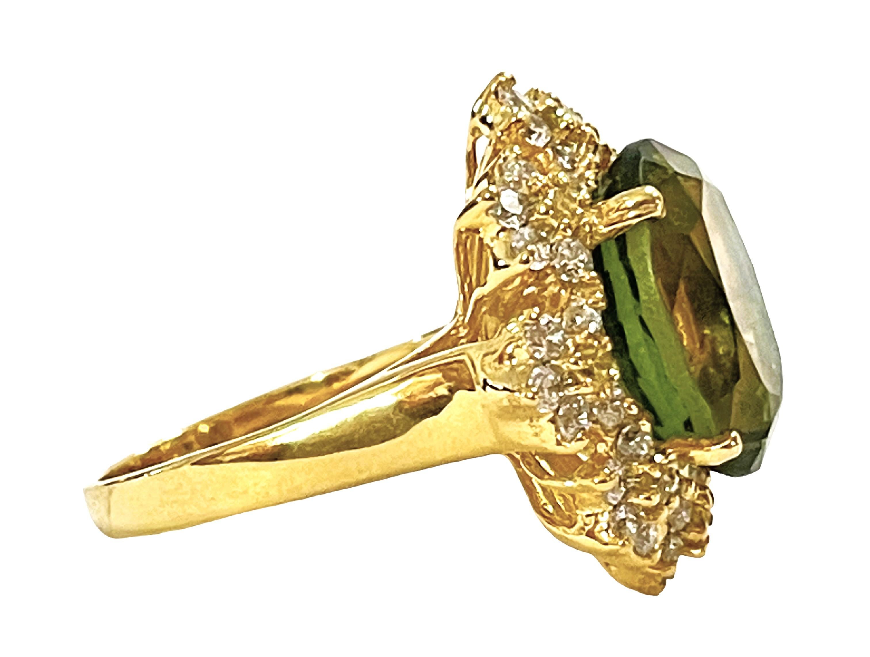 Oval Cut New Brazilian 9ct Yellow Green Ametrine & Sapphire Y Gold Plated Sterling Ring