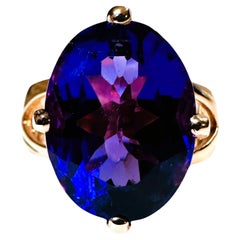 New Brazilian 9.55 Ct Purple Amethyst Rose Gold Plated Sterling Ring