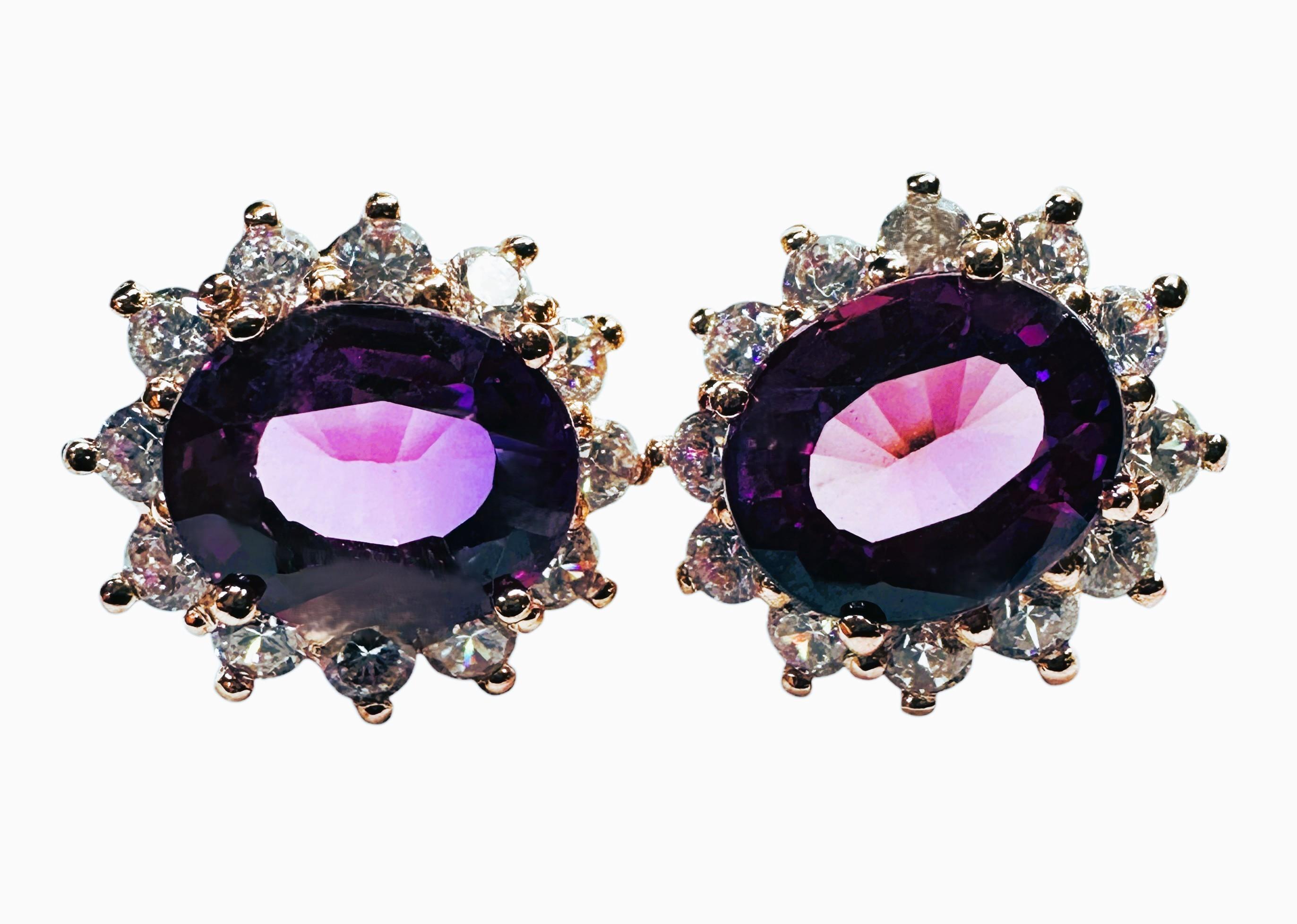 New Brazilian 9.90 ct Purple Amethyst & Sapphire RGold Plated Sterling Earrings Neuf à Eagan, MN