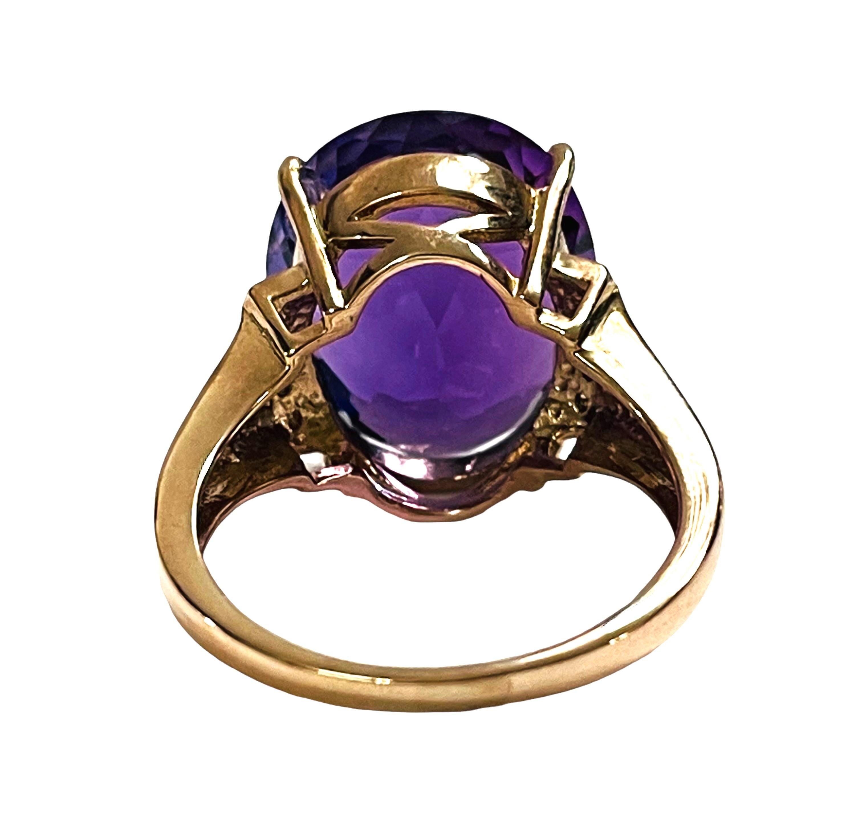 Brasilianischer Amethyst-Ring im Ovalschliff, 10 Karat, Sterling (Art déco)