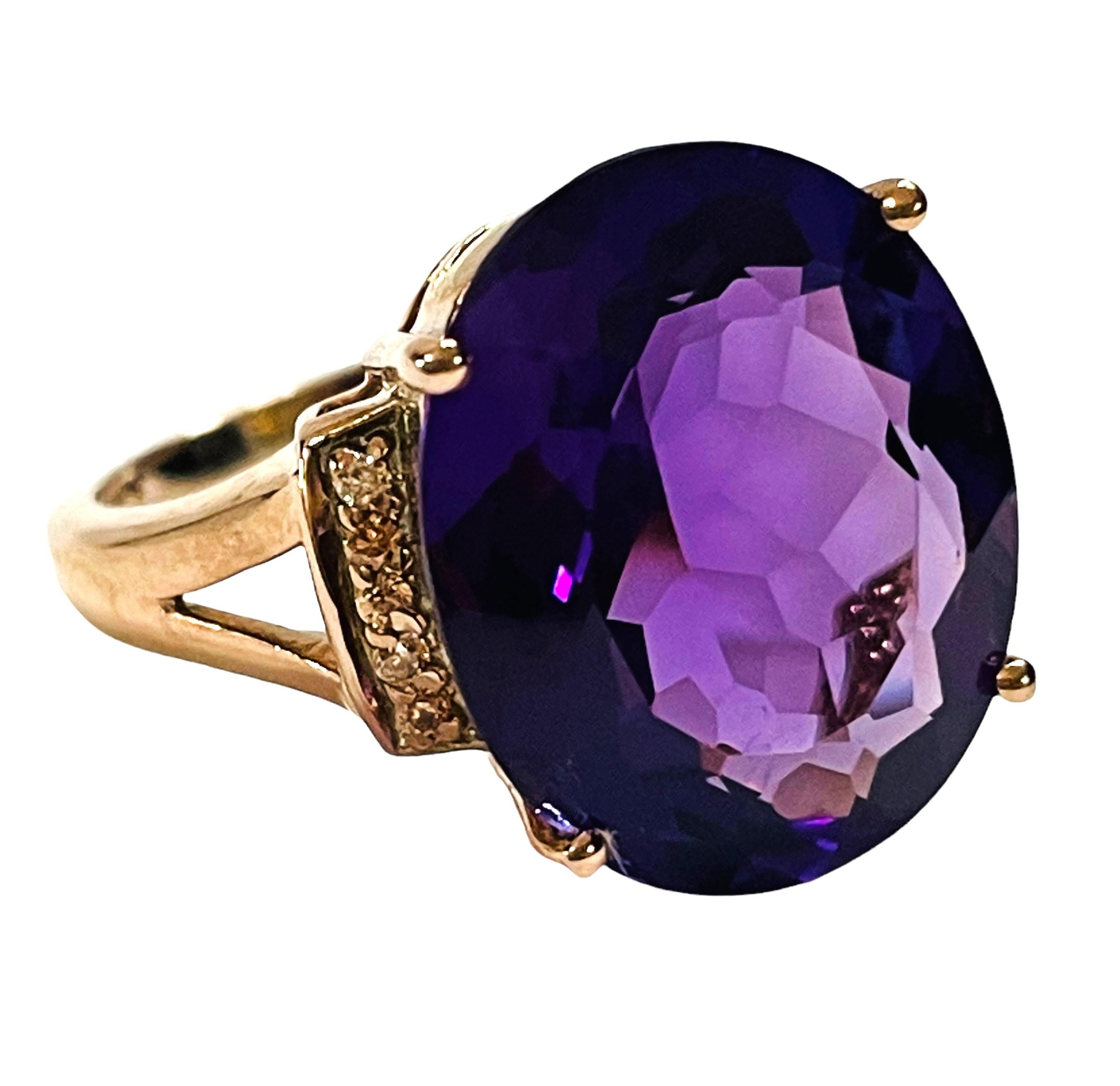 Brasilianischer Amethyst-Ring im Ovalschliff, 10 Karat, Sterling Damen
