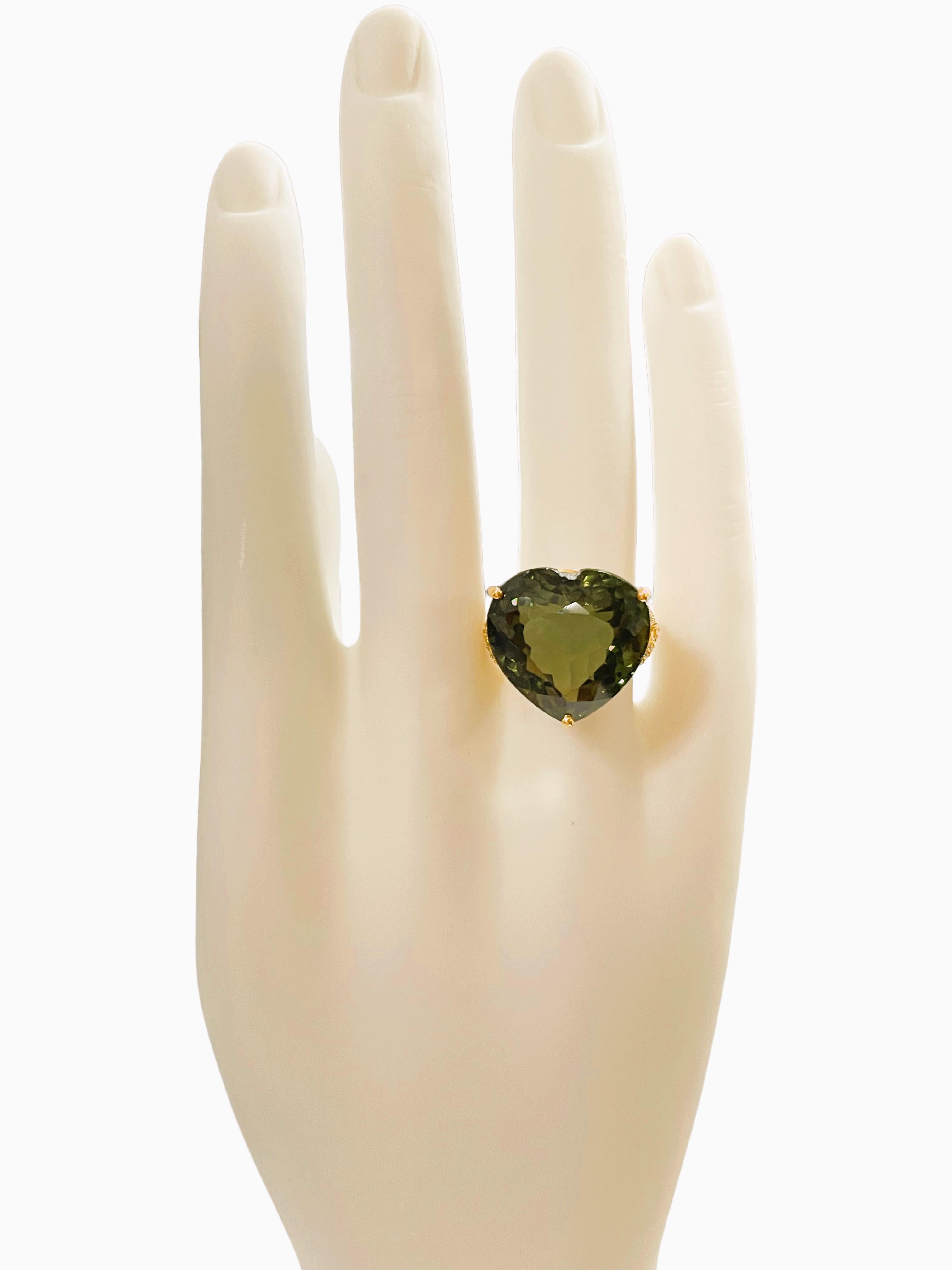 Women's New Brazilian Forest Green Amethyst & Sapphire YGold Plated Sterling Ring
