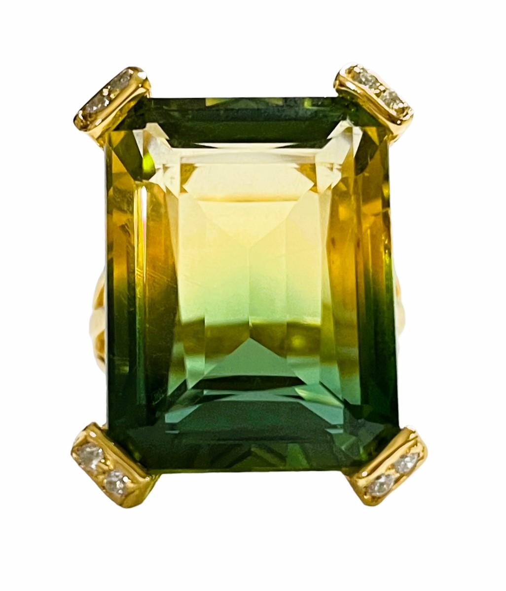 Neuer brasilianischer grüner gelber 20,20 Karat Ametrin Sterling Ring Größe 5,75 2