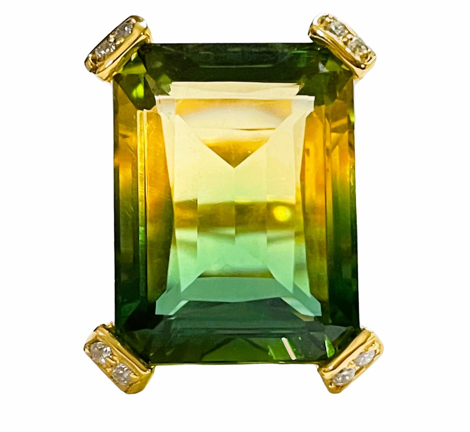 Neuer brasilianischer grüner gelber 20,20 Karat Ametrin Sterling Ring Größe 5,75 3