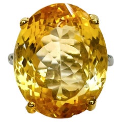 New Brazilian Hand Cut Yellow Citrine 14k Gold Plated Sterling Ring Size 6.5